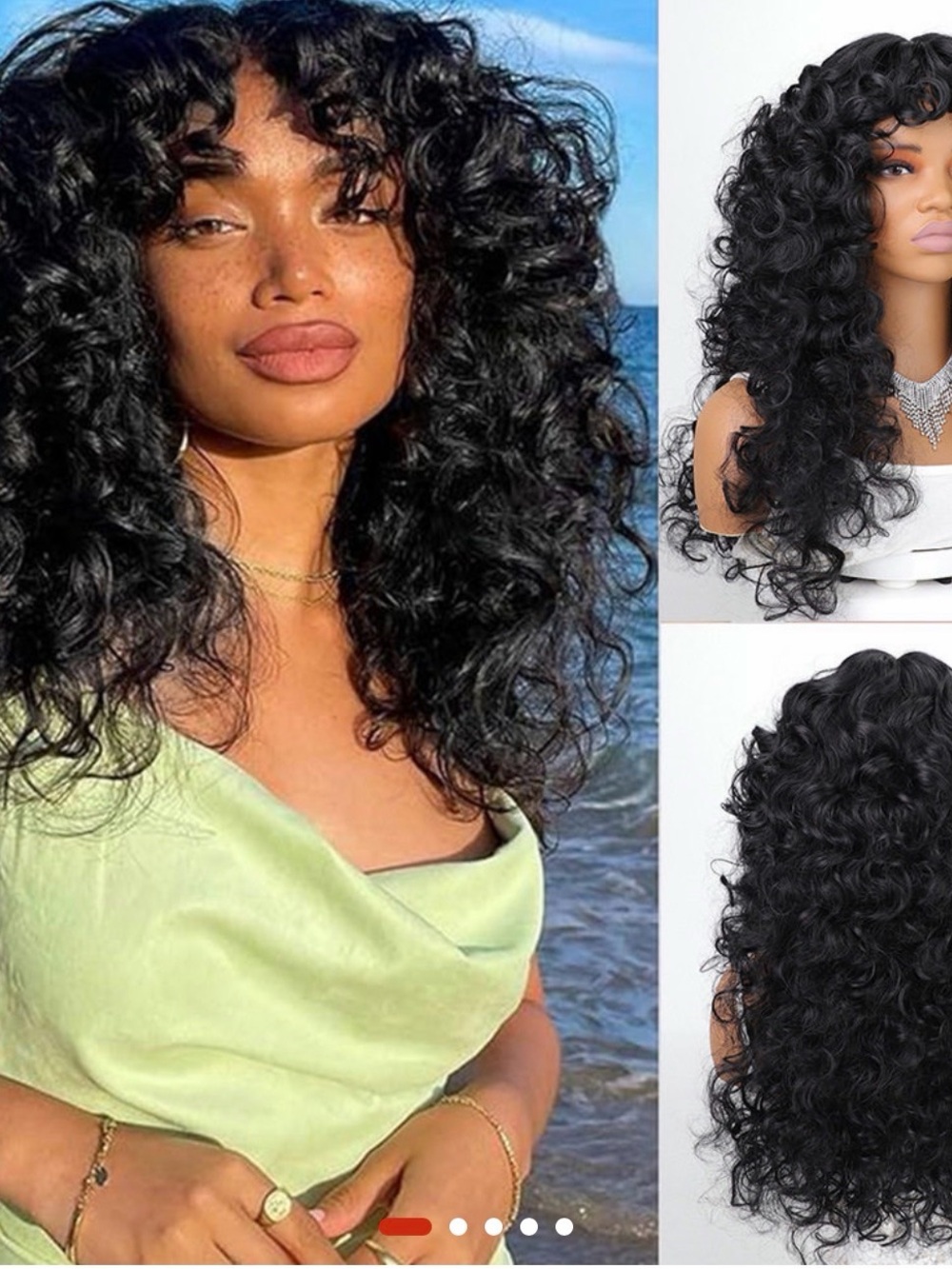 Black Curly Long Lace Front Wig - Natural Volume Women Hair